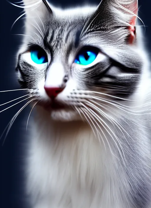 Prompt: 8 k uhd a silver fractal cat