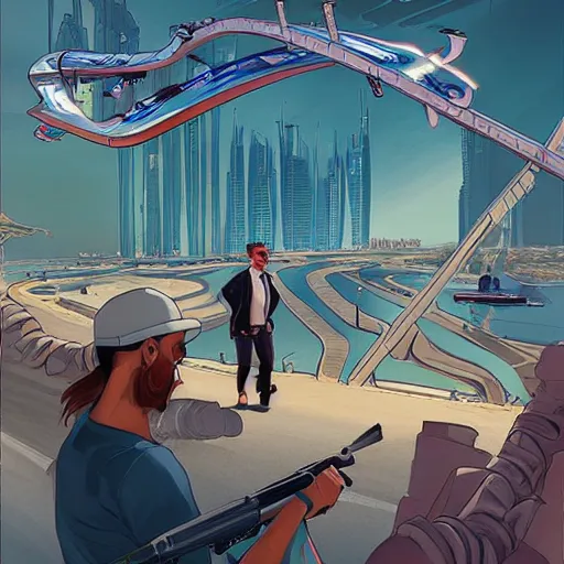 Image similar to gta : dubai, by loish