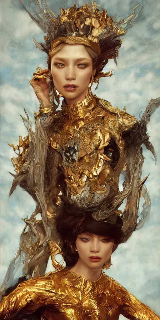 Prompt: queen, masterpiece by Edgar Maxence and Ross Tran and Michael Whelan, 8k, octane render