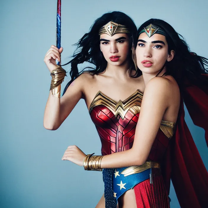 Image similar to portrait of dua lipa as wonder woman, extremely detailed canon eos c 3 0 0, ƒ 1. 8, 3 5 mm, 8 k,