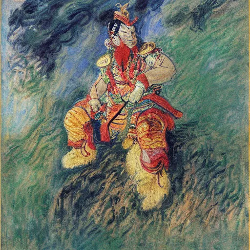 Prompt: The monkey king of China, Journey to the west, Claude Monet