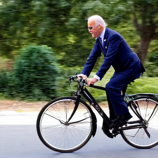 Image similar to Joe Biden riding a bicycle properly