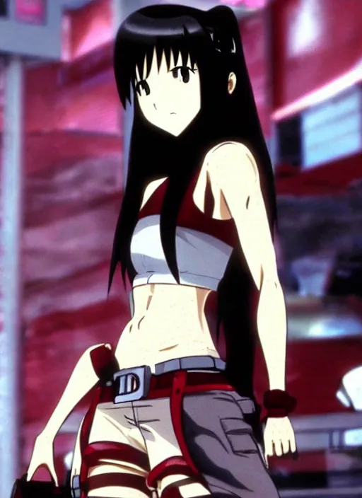 Image similar to anime still of tifa lockhart in the tv show initial d