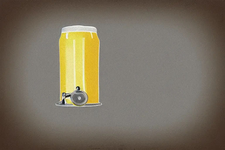 Prompt: a beer keg with mountain views, digital art