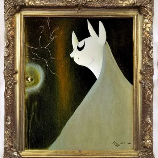 Prompt: by remedios varos, moomin, oil painting, met collection, vintage comics