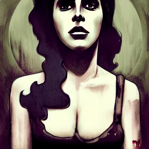 Image similar to color portrait of lana del rey as a zombie with transluscent light, 7 days to die zombie, gritty background, fine art, award winning, intricate, elegant, sharp focus, cinematic lighting, digital painting, 8 k concept art, art by michael hussar, art by brom, art by guweiz and z. w. gu, 8 k