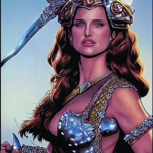 Prompt: Natalie Portman as a Barbarian princess, Joe Jusko