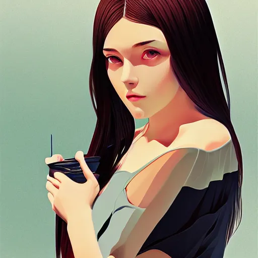 Image similar to photo of young woman by ilya kuvshinov