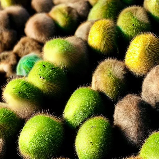 Prompt: Kiwi fruit, fuzzy kiwi, Bird, mixed with bird, mixed with kiwi, photography