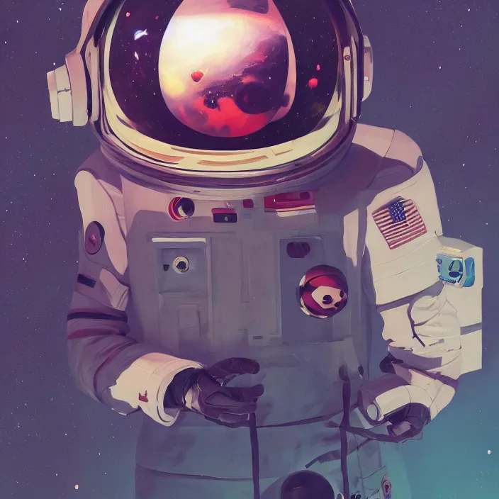 Image similar to a beautiful painting of a astronaut by sergey kolesov and sachin teng and pascal blanche. in style of digital art. colorful comic, symmetry, hyper detailed. octane render. trending on artstation