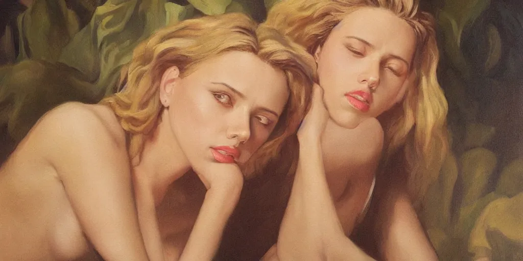 Prompt: Scarlett Johansson in a painting by the Brothers Hildebrandt