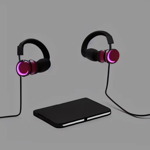 Image similar to wireless headphone stand, futuristic, techno, cyberpunk, product design, render, cute, swag, geometric, fun