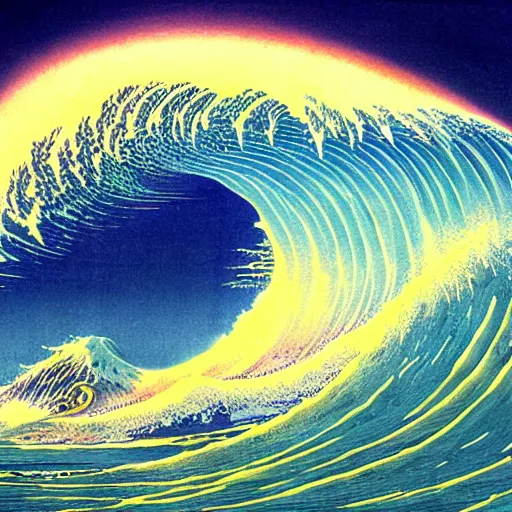 Prompt: typhoon in the style of Koginawa wave, by Bruce Pennington