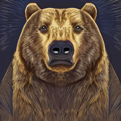 Image similar to an animal half bird half bear, highly detailed, digital art