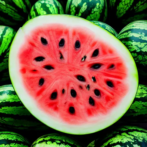 Prompt: A photo of a whole watermelon that was shot by an arrow wide angle close up shot