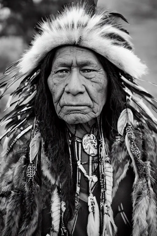Image similar to Photo of Native American man Donald Tramp, portrait, skilled homeless, realistic, detailed, Donald Tramp, photorealistick, Sony A7R