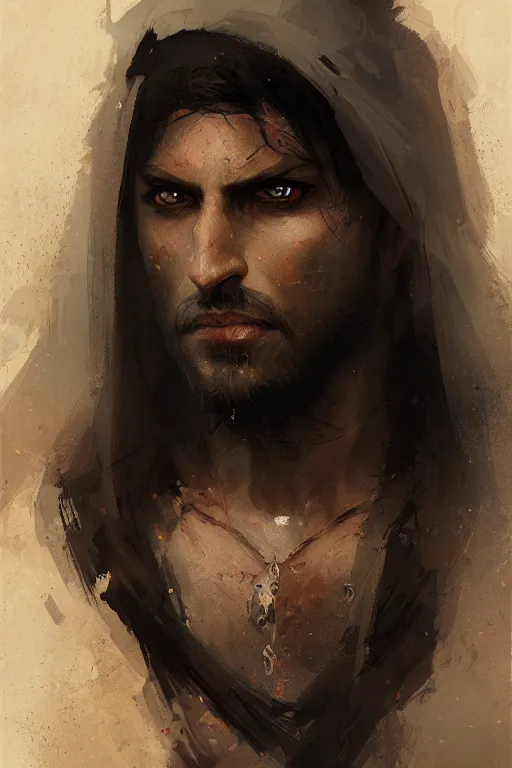 Image similar to prince of persia warrior within face portrait by greg rutkowski