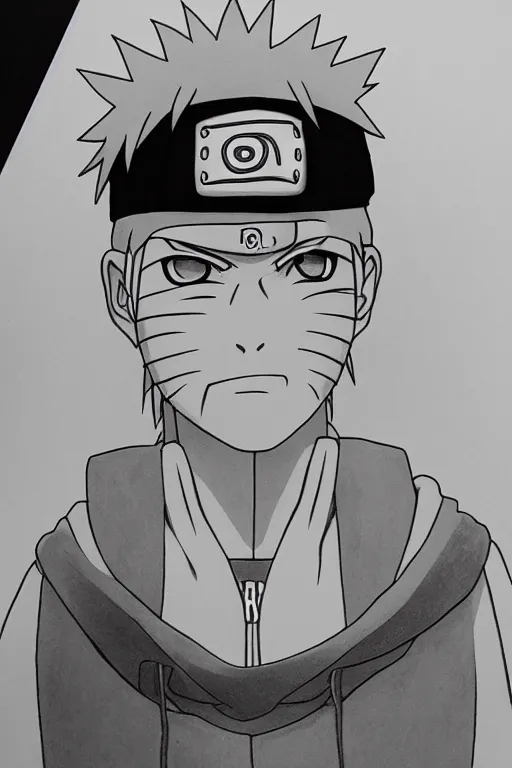 Image similar to naruto, very detailed, grayscale portrait ✏