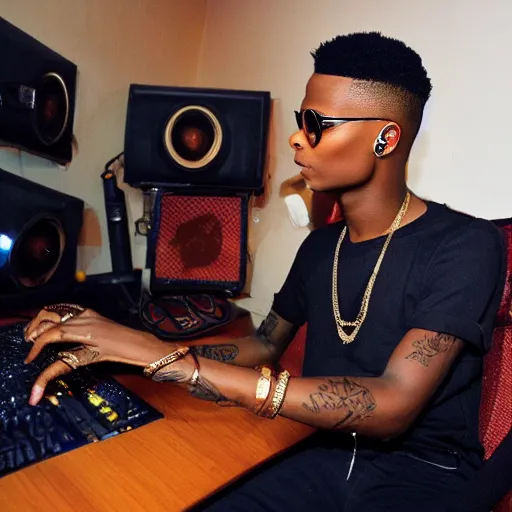 Image similar to wizkid in the studio