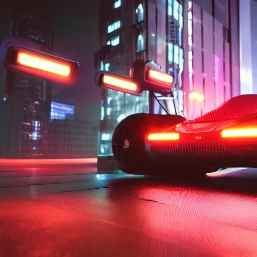 Image similar to Futuristic city at night with rain, Cyberpunk style. Flying car, Neon lights, Matte paiting 3d rendering. cinematic lighting, octane render, corona render, 8k