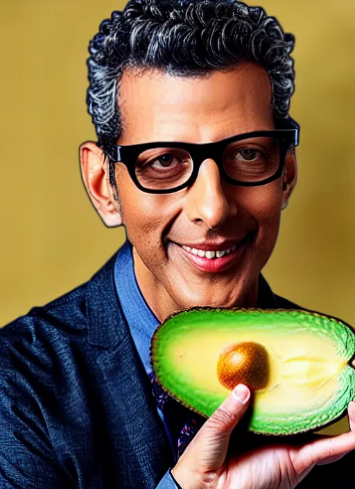 Prompt: an avocado eats jeff goldblum