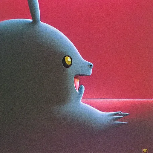 Prompt: a painting of Pikachu by zdzislaw beksinski