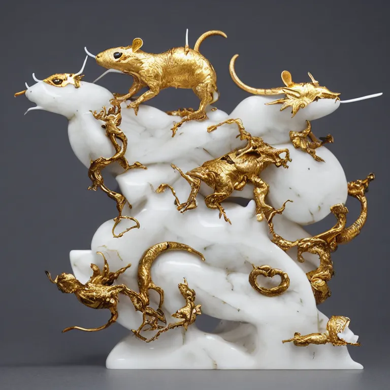 Image similar to rat king white marble with gold accents by ellen jewett