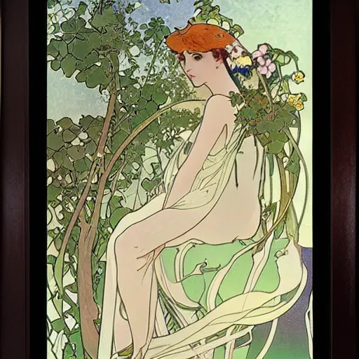 Prompt: a landscape of single ash tree, anime background by studio alphonse mucha