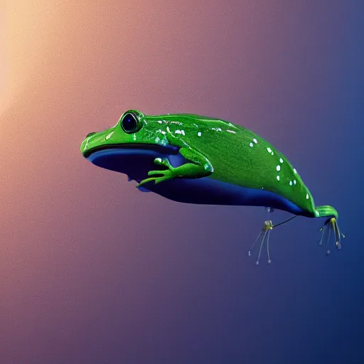 Image similar to hybrid of frog whale swimming in ocean, extremely detailed raytracing, vray, 5 5 mm