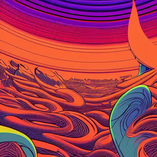 Prompt: ultrawide angle colour masterpiece dream by kilian eng and jean giraud, incredible sense of depth and perspective and clarity, weird abstract avant garde epic, 8 k