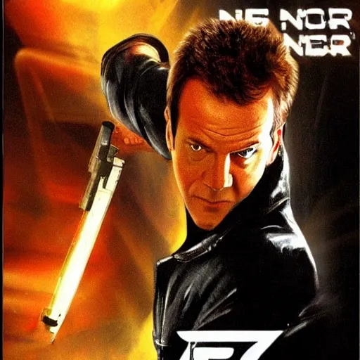 Prompt: Neo fighting Jack Bauer, from Matrix: 24 crossover (2005)