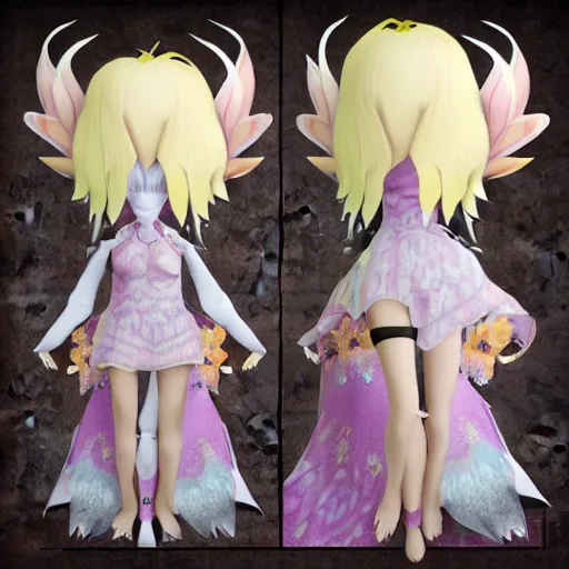 Image similar to cute fumo plush of an adorable fae with a fractal pattern dress of mystical importance, magical girl, vray