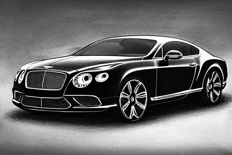 Image similar to Bentley Continental GT drawing with black helium handle
