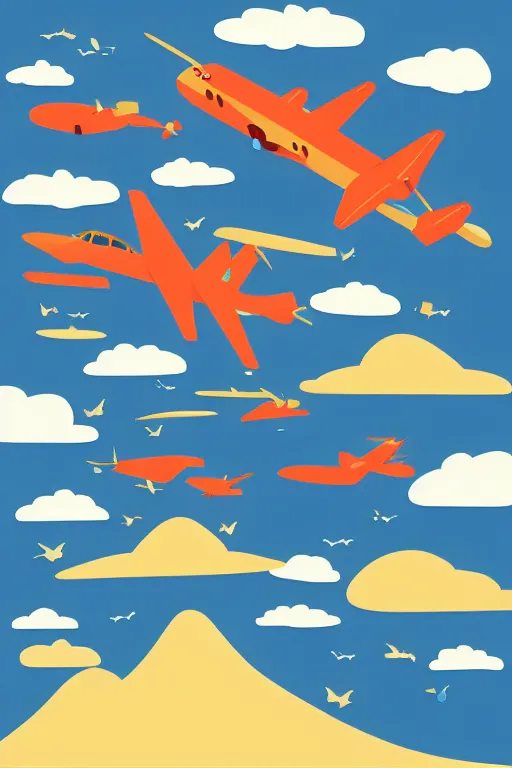 Image similar to airplane mountain flat vector illustration digital art trending on artstation