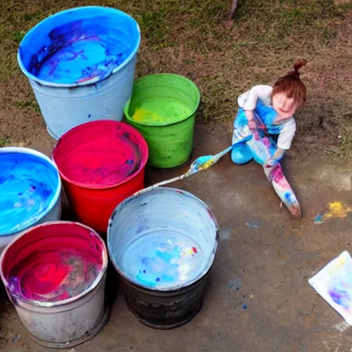 Prompt: remember when you fell in that bucket of paint?