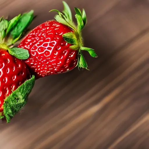 Prompt: a strawberry made of wood, photo studio, bokeh photography