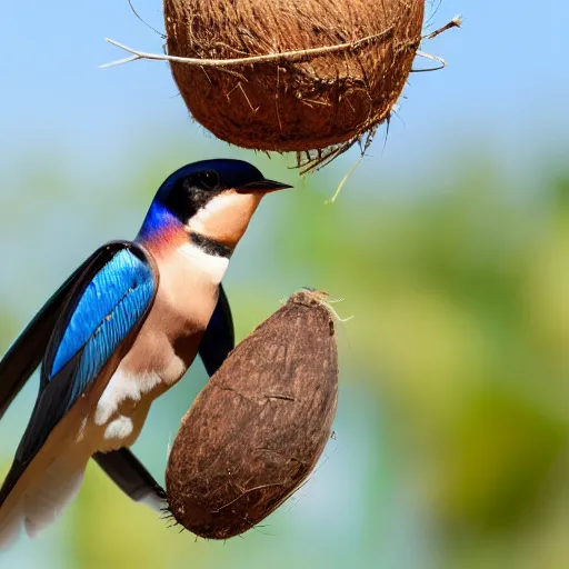 Image similar to photo of an african swallow carrying a coconut