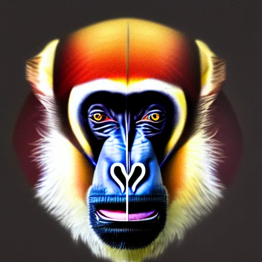 Image similar to digital art logo, gently smiling mandrill, big forehead, by Jonathan romeo , ultradetailed, trending on artstation,