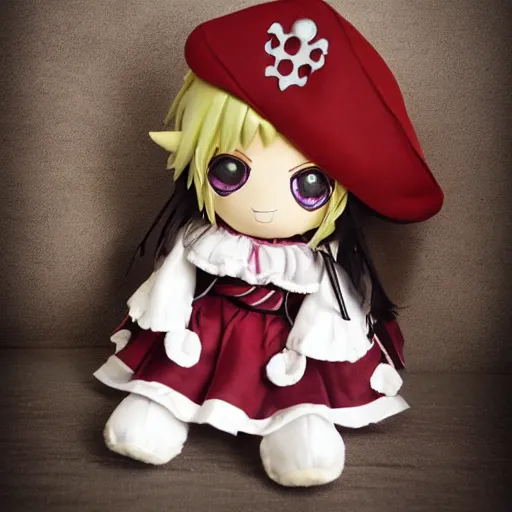 Prompt: cute fumo plush of a girl who is a pirate queen, boarding a ship, vray, lens flare