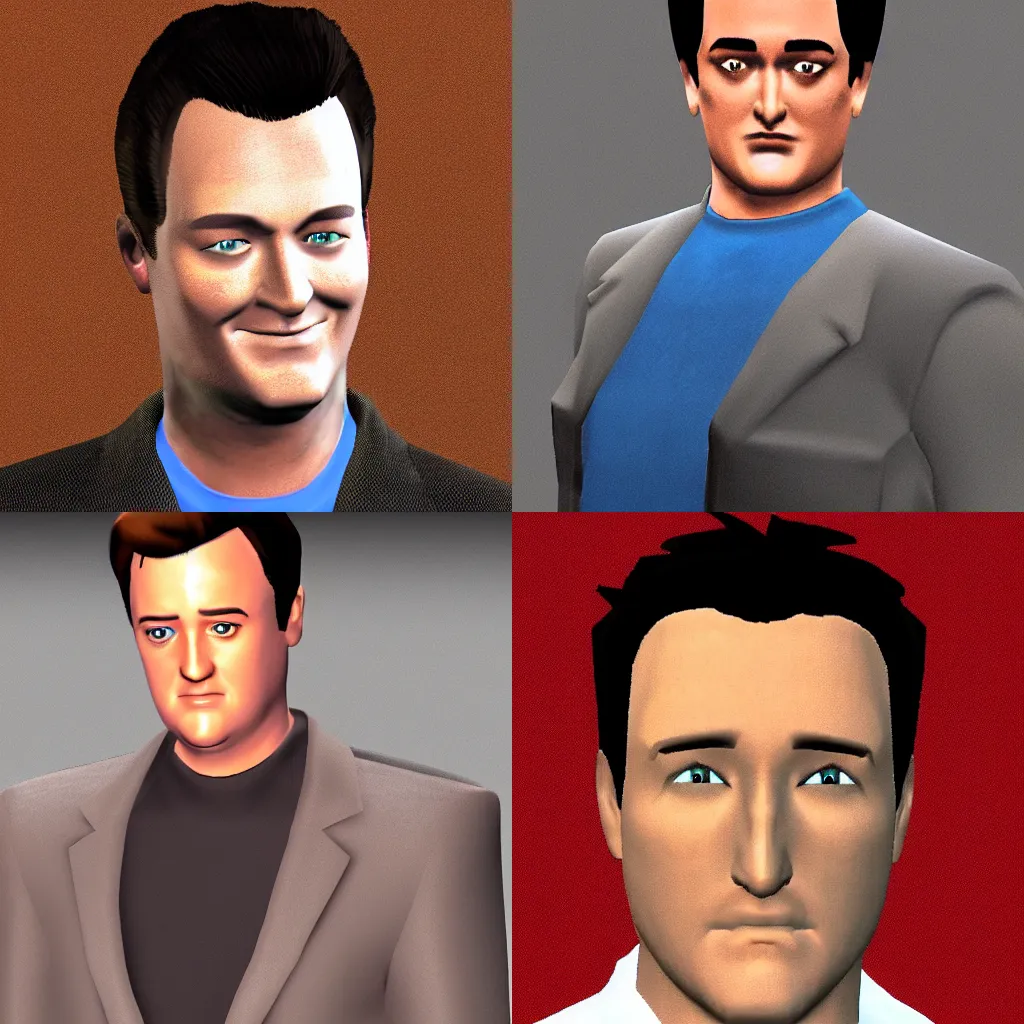 Prompt: chandler bing ps2 character model