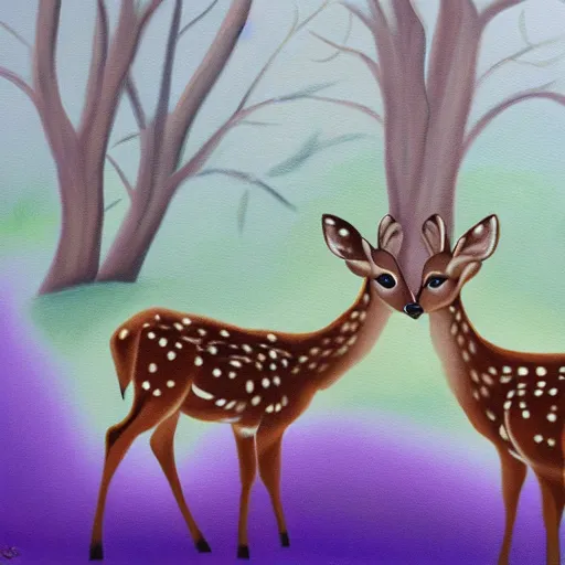 Image similar to painting of two fawns, by georgia o'keefe, deer, romantic, feminine, curvy