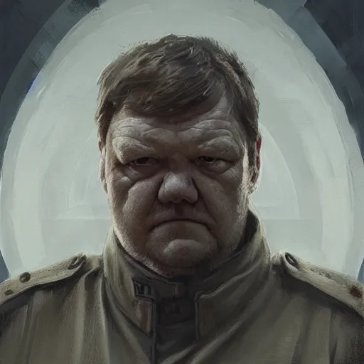 Prompt: portrait of a man by greg rutkowski, he looks like brendan gleeson, wearing the military fatigues of the corellian confederation, star wars expanded universe, he is about 5 0 years old, highly detailed portrait, digital painting, artstation, concept art, smooth, sharp foccus ilustration, artstation hq