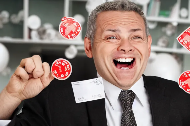 Image similar to happy man winning the lottery