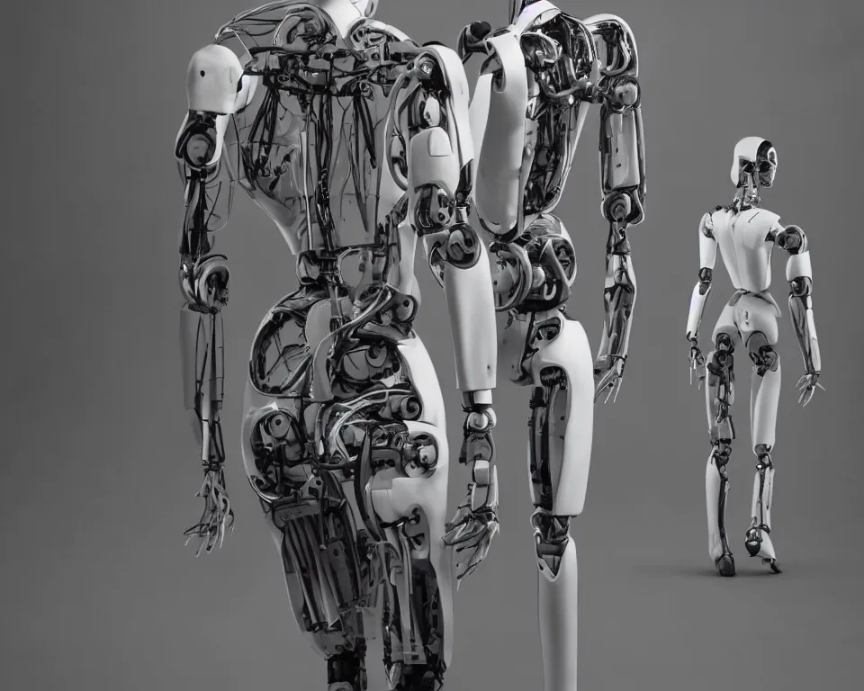 Image similar to rear view of a realistic humanoid female robot