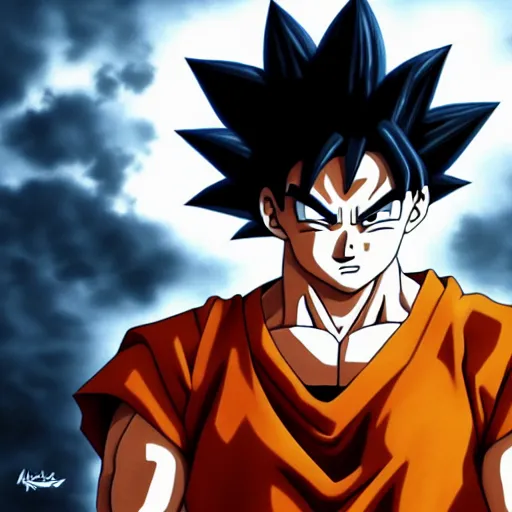 Image similar to ultra realistic portrait painting of goku, art by masashi kishimoto, 4 k, naruto artstyle, cel shaded, highly detailed, epic lighting, full body