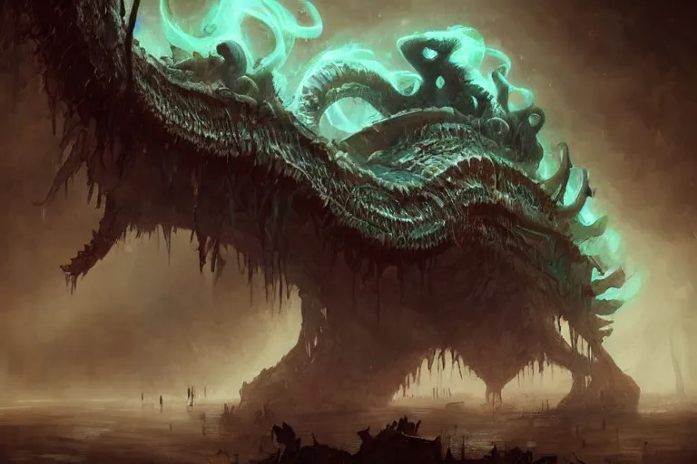 Image similar to lovecraftian monster, digital art, magic the gathering, mtg, by greg rutkowski, trending on artstation