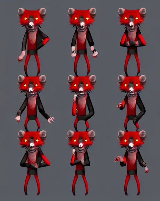 Image similar to furry - male - red - black - weasel - necromancer - fursona uhd ue 5 visual novel pc game expressions, photorealistic