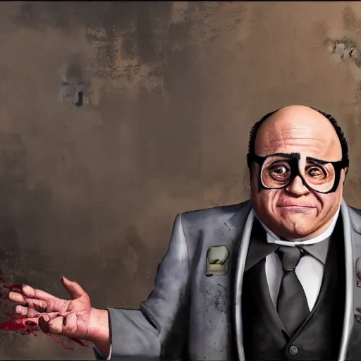 Prompt: danny devito in a tuxedo, blood ritual, human sacrifice, horror theme, horror lighting, beautiful render, unreal engine, concept art, 4 k, rtx, highly detailed