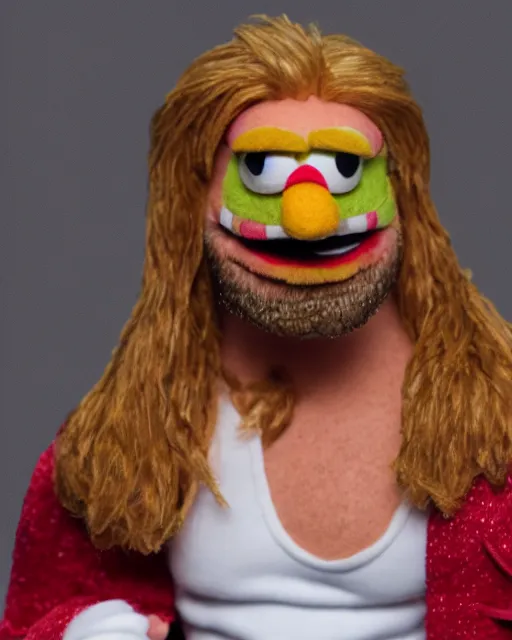 Image similar to triple h as a muppet. highly detailed felt. hyper real photo. 4 k.