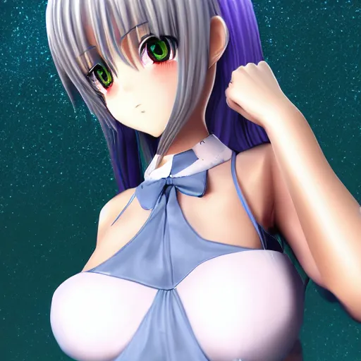 nymph render of a beautiful 3d anime body, wearing, Stable Diffusion